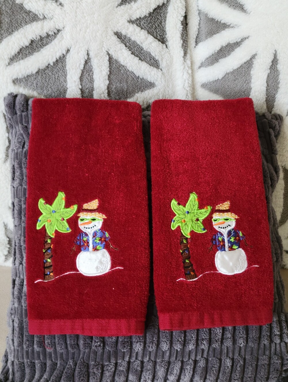 Tropical Snowman Hand Towels